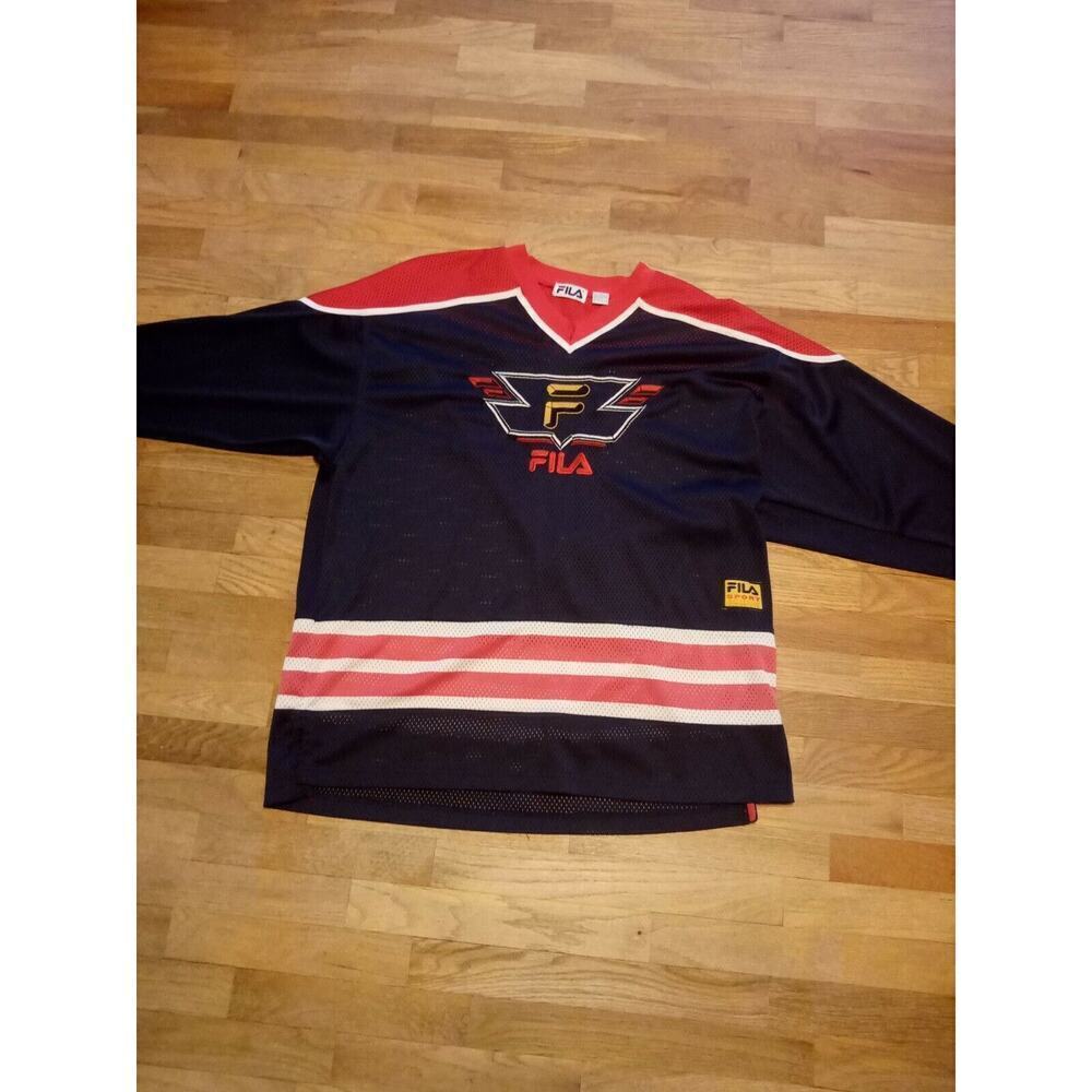 Fila Sport Vintage 90'S Hockey Style Jersey Navy Red White Mens Size 2XL
